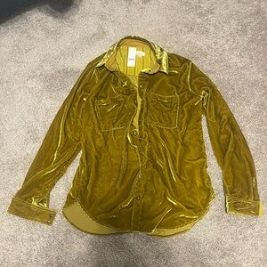 Anthropology Gold Velvet Button down